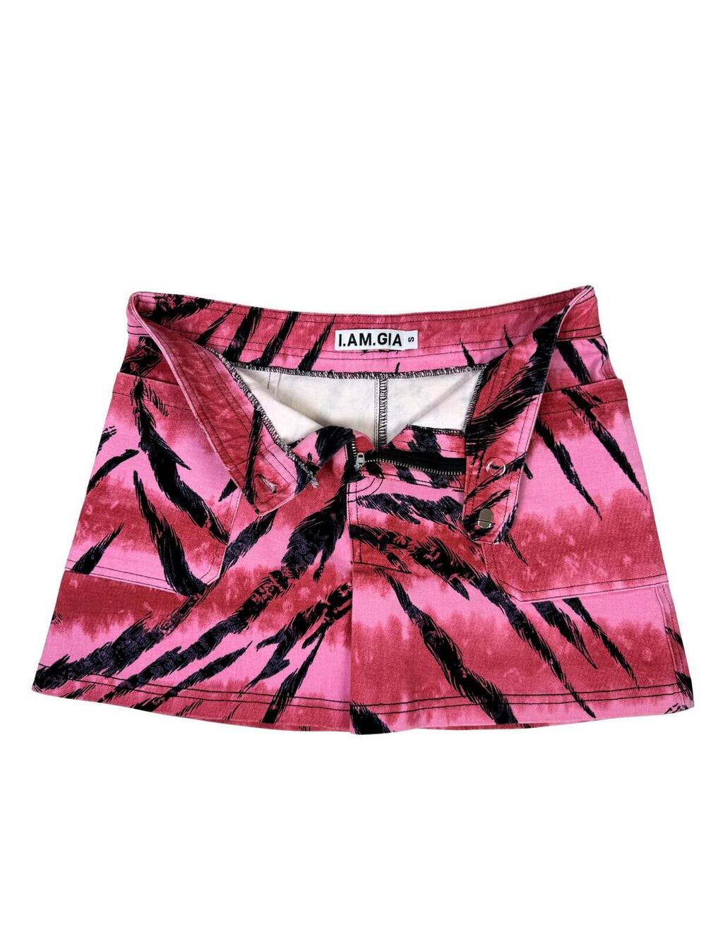 I.AM.GIA Pink Tiger Print Mini Skirt Size S Y2K Indie Sleaze Low Rise - Picture 1 of 5